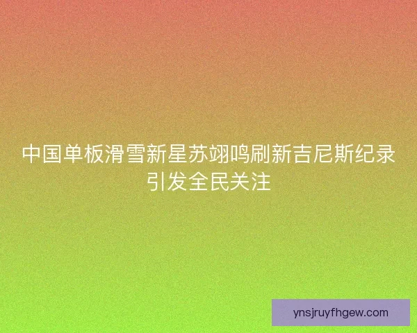 中国单板滑雪新星苏翊鸣刷新吉尼斯纪录引发全民关注 中国单板滑雪新星苏翊鸣刷新吉尼斯纪录引发全民关注