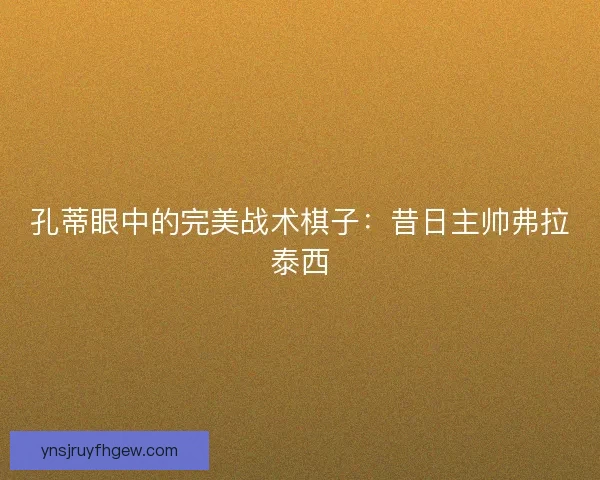 孔蒂眼中的完美战术棋子:昔日主帅弗拉泰西 孔蒂眼中的完美战术棋子:昔日主帅弗拉泰西