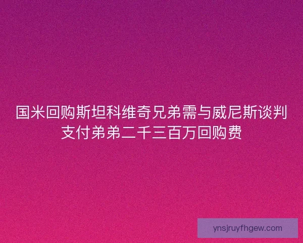 国米回购斯坦科维奇兄弟需与威尼斯谈判支付弟弟二千三百万回购费